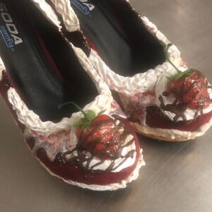 Soda Women's Cherry Red and White Heels